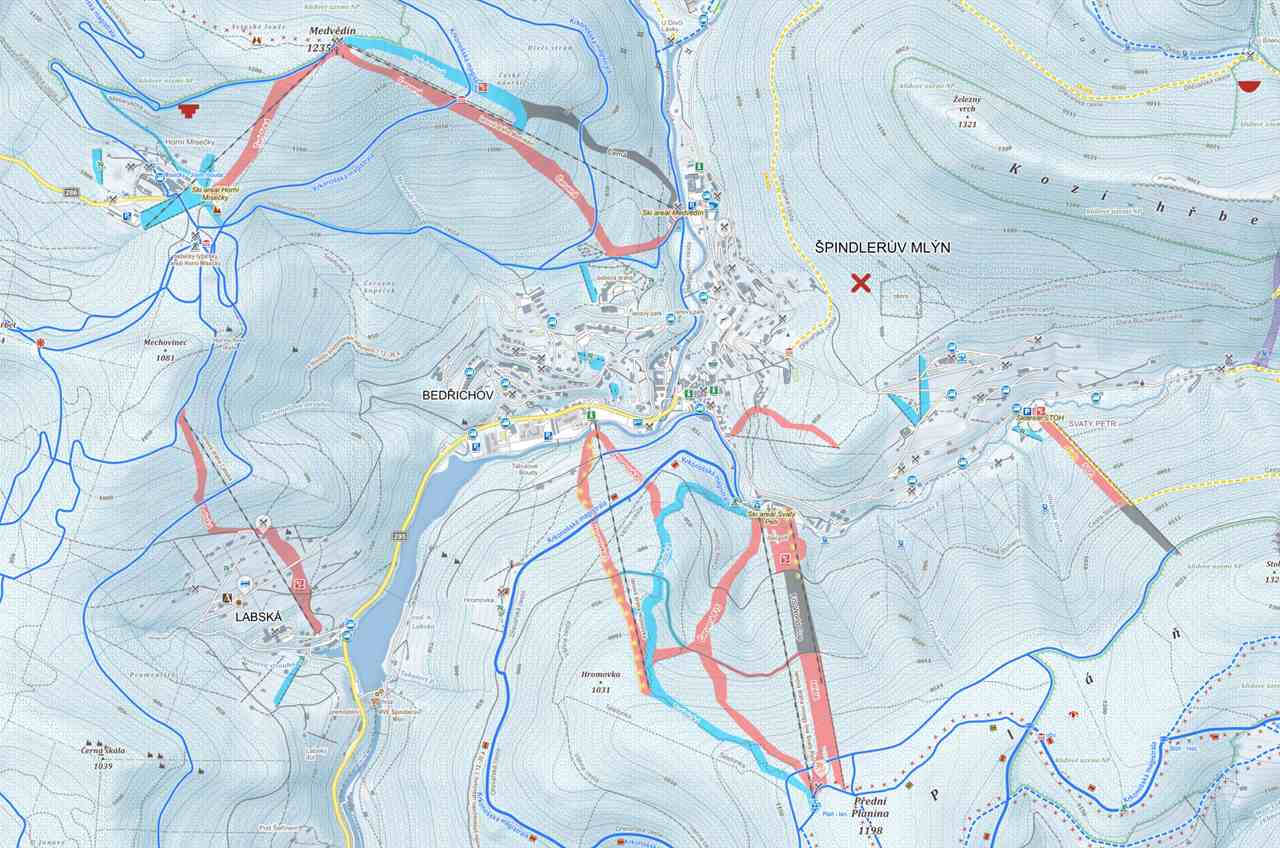 Mapa Skiareal Špindlerův Mlýn